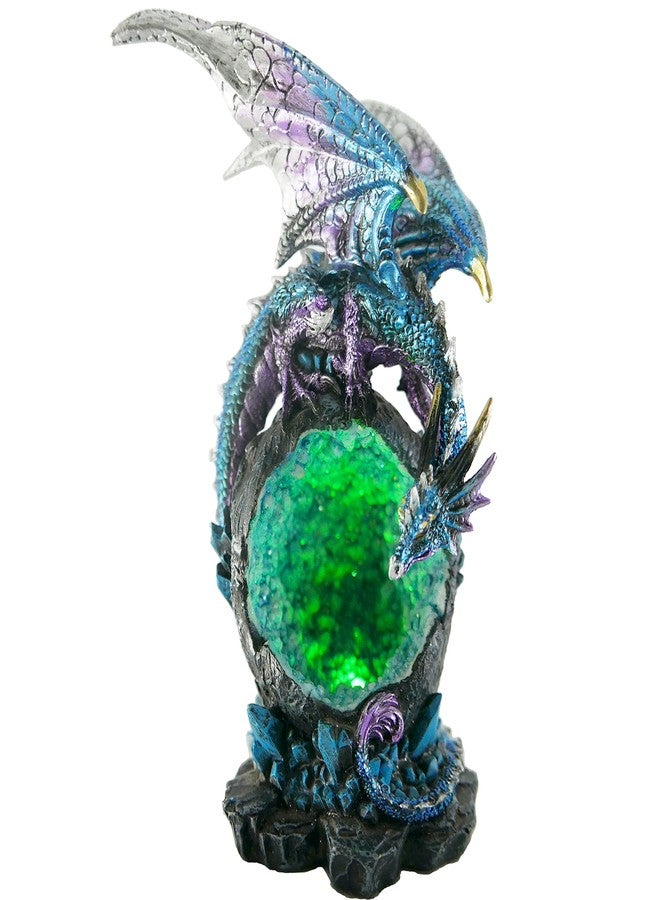 JORAE Dragon Statue On Sparkling Faux Crystal Cave Light Up Color Changing LED Collectible Dragon Figurine Home Décor (Blue), 8.5" H - Image 5